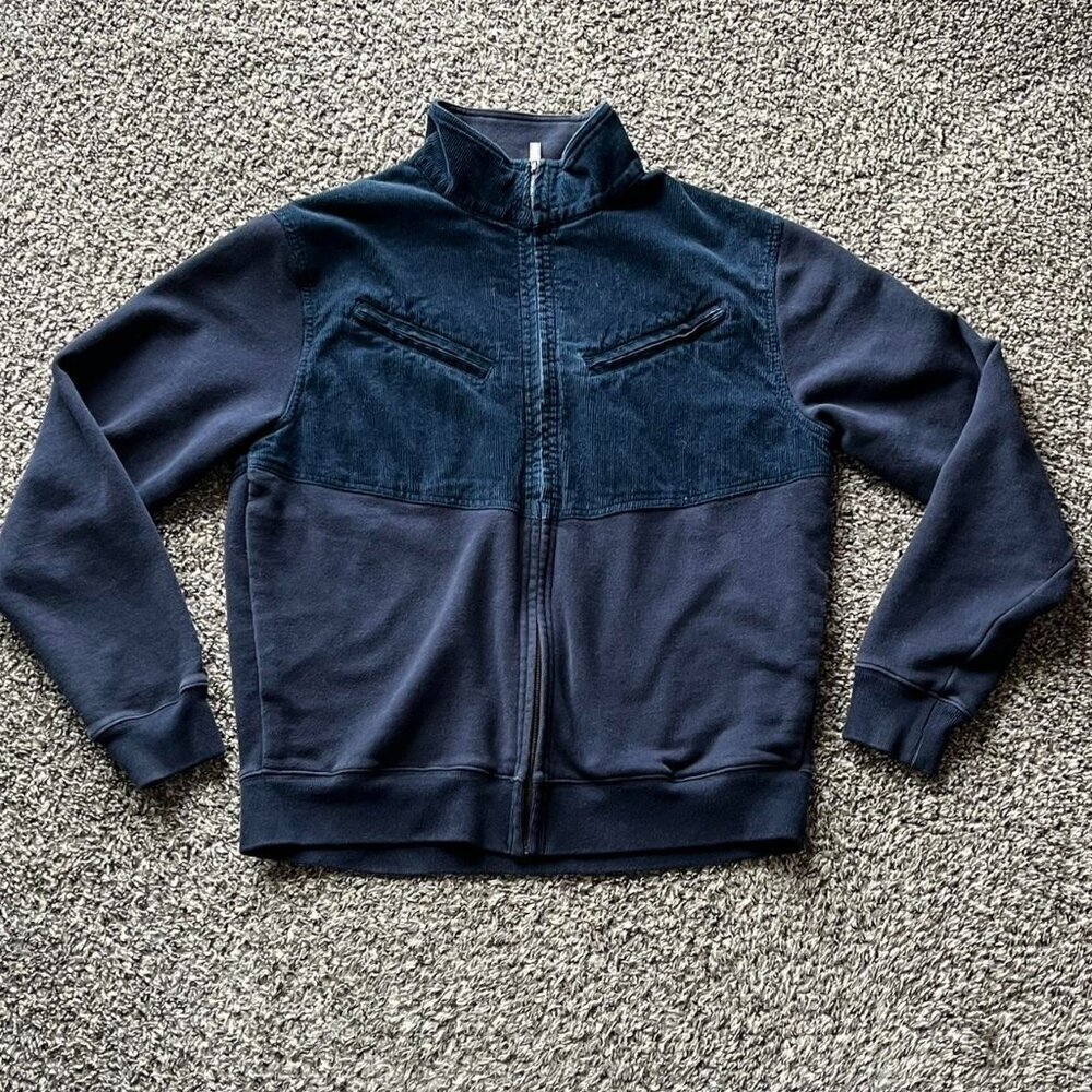 Topo Ranch Navy Blue Zip up Corduroy Jacket Mens L Retro Hiking Barn Jacket - Picture 1 of 8